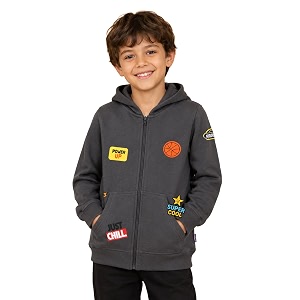 Unisex Kids Solid Full Sleeve Zip Front