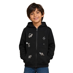 Unisex Kids Solid Full Sleeve Zip Front