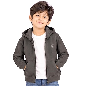 Unisex Kids Solid Full Sleeve Zip Front