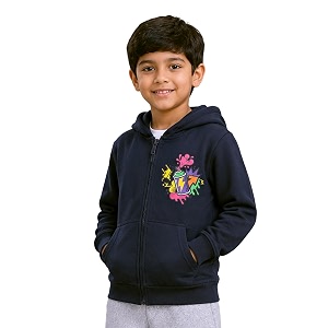 Unisex Kids Solid Full Sleeve Zip Front