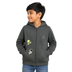 Unisex Kids Solid Full Sleeve Zip Front