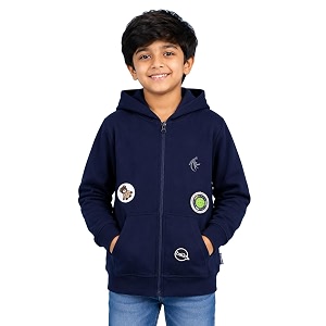 Unisex Kids Solid Full Sleeve Zip Front