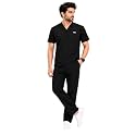Unisex Medical Scrub Suit Set, V-Neck Top with Pants, Short Sleeve, Polyester Cotton Blend, 7 Pockets, Regular Fit, Hospital Doctor Nurse Uniform