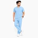 Unisex Medical Scrub Suit Set, V-Neck Top with Pants, Short Sleeve, Polyester Cotton Blend, 7 Pockets, Regular Fit, Hospital Doctor Nurse Uniform