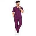 Unisex Medical Scrub Suit Set, V-Neck Top with Pants, Short Sleeve, Polyester Cotton Blend, 7 Pockets, Regular Fit, Hospital Doctor Nurse Uniform