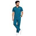 Unisex Medical Scrub Suit Set, V-Neck Top with Pants, Short Sleeve, Polyester Cotton Blend, 7 Pockets, Regular Fit, Hospital Doctor Nurse Uniform