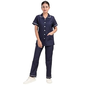 unisex nurse uniform with normal length half sleeves top with 2 pockets regular fit pant two side pockets - ideals for hospital staffclinicsnanny uniforms 