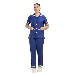 unisex nurse uniform with normal length half sleeves top with 2 pockets regular fit pant two side pockets - ideals for hospital staffclinicsnanny uniforms 