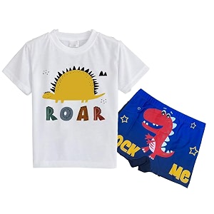 unisex swimming costume for kids boys and girls style-dino assorted trunk designcolor may vary