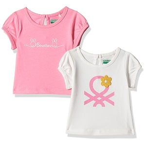 united colors of benetton baby girl cotton regular fit t-shirt 23a3096cnew3i_pink 0 3 months