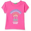 United Colors of Benetton Baby-Girl's Solid Regular T-Shirt (21P3096C14S7G_Pink 1Y)