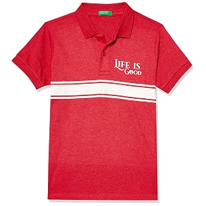 united colors of benetton boy cotton striped regular fit polo shirt