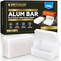 UNITEDLYS Premium Alum Bar 100G with Travel Case | Natural After Shave Lotion Alternative | Fitkari Stone for Skin Tightening &amp; Water Purification | Crystal White Alum Stone Bar for Underarms &amp; Shaving | Gentle &amp; 