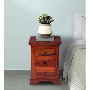 sheehsam rosewood solid wood bedside table finish color - honey oak finish