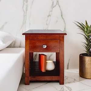 sheesham wood bedside table solid wooden drawer storage bed side end tables night stand furniture for home living room bedroom - brown finish