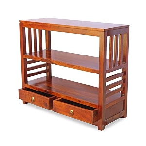 sheesham wood multipurpose entryway console table with 2 shelf amp 2 drawer storage solid wooden hall side table furniture for home office living room - teak finish