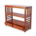 Sheesham Wood Multipurpose Entryway Console Table with 2 Shelf &amp; 2 Drawer Storage Solid Wooden Hall Side Table Furniture for Home Office Living Room - (Teak Finish)