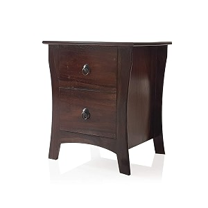 solid sheesham wood 2 drawer bedside table wooden bed side end tables night stand furniture for home living room bedroom - walnut finish