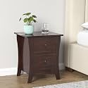 Solid Sheesham Wood 2 Drawer Bedside Table Wooden Side End Tables Night Stand Furniture for Bedroom Home Living Room- Walnut Finish