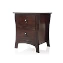 Solid Sheesham Wood 2 Drawer Bedside Table Wooden Bed Side End Tables Night Stand Furniture for Home Living Room Bedroom - Walnut Finish