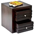 Solid Sheesham Wood Bedside Table Wooden 2 Drawers Bed Side End Tables Storage Night Stand Furniture for Home Living Room Bedroom - Walnut Finish
