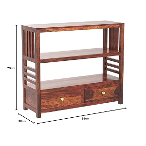 solid sheesham wood console table for living room  wooden side entrance table for home with 2 drawers amp shelf storage  entrywayfoyer table  rosewood brown finish