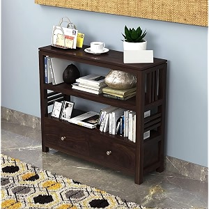 solid sheesham wood console table for living room  wooden side entrance table for home with 2 drawers amp shelf storage  entrywayfoyer table  rosewood natural teak