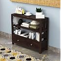 Solid Sheesham Wood Console Table for Living Room | Wooden Side Entrance Table for Home with 2 Drawers &amp; Shelf Storage | Entryway/Foyer Table | Rosewood, Natural Teak