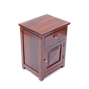 solid sheesham wood square bedside table wooden drawer amp cabinet storage bed side end tables night stand for home living room bedroom - brown finish