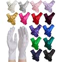Unittype 16 Pairs Short Satin Gloves for Women Tea Party Opera Dress Glove