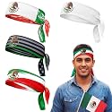 Unittype 4 Pcs Mexican Headband Bandana Mexican Independence Day Patriotic Bandana Hair Accessories Fiesta Headband Breathable Sweatband Non-Slip Fabric National Flag for Fiesta Sport Events Workout