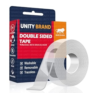 unity brand 3 meter multipurpose double sided tape heavy duty - adhesive silicone tape heat resistant multi-functional removable washable reusable anti-slip gel nano grip tape 1 pack