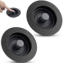 Universal 3 in 1 Kitchen Sink Drain Strainer Stopper, 2PCS, Matteblack