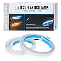 Universal 60cm DRL LED Flow Strip | White &amp; Yellow Sequential Turn Signal Light | Waterproof Flexible Car DRL Tube (Pack of 2)