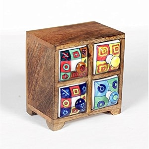 universal art 4-chest drawer for storage wooden  handcrafted handpainted ceramic drawers 565x472x7 inch wooden antique cabinet for storage  night stand lamp holder for homeliving roomoffice