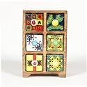 UNIVERSAL ART Wooden Chest with 6 Drawers | Multi-Storage Handpainted Ceramic Organizer/Cabinet for Home, Living Room, Hall, Office | Ideal for Spices, Jewelry, and Trinkets (8.9L x 15.2W x 20.3H CM)