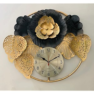 universal art metal wall clock elegant floral design with led lighting stylish hanging clock wall sculpture for home living roombedroomrestaurrentcafeliving roomofficedining area 30x2x28 in