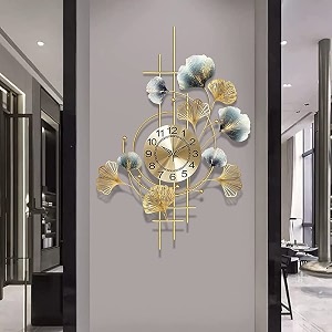 universal art metal wall clock elegant floral design with led lighting stylish hanging clock wall sculpture for home living roombedroomrestaurrentcafeliving roomofficedining area 22x2x36 in