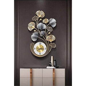 wrought iron luxar time clock wall mountedhanging decorative showpiece for wall decor perfect for livingdrawingbedroomhotelrestauranthomeofficegift gold amp lavender - size 20x2 x33 in