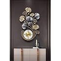 Wrought Iron LUXAR TIME CLOCK Wall mounted/hanging Decorative Showpiece for Wall Decor Perfect for Living/Drawing/Bedroom/Hotel/Restaurant/Home/Office/Gift (Gold &amp; lavender - Size 20x2 x33 IN)