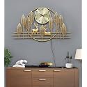 UNIVERSAL ART Metal Iron Deer Time (Golden) (B) Decorative Wall Art/Sculpture for Home Living Room/Bedroom/Office (24X2X41 Inches)