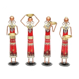 universal art metal wrought iron tribal lady worker  showpieces ladies doll figurine statue decorative items  show pieces for home decor stylish living room tea light stand hb21mt-078
