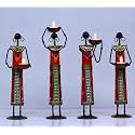 UNIVERSAL ART Metal Wrought Iron Tribal Lady Worker | showpieces Ladies Doll Figurine Statue Decorative Items | Show Pieces for Home Decor Stylish Living Room Tea Light Stand - (HB21MT-078E)