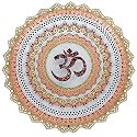 UNIVERSAL ART Rajasthani Ethnic Handcrafted Metal Decorative Om Wall Art with LED Powder Coated for Home Office Living Room Decoration - Golden_Size 32 * 5 * 32 Inch
