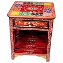 Universal Art Wooden Chest with 1 Drawer Hand Painted Bed Side Stool | Multi-Storage Ceramic Organizer/Cabinet for Home, Living Room, Hall, Office | Ideal for, Jewelry, and Trinkets (16x16x18 Inch)