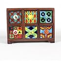 UNIVERSAL ART Wooden Chest with 6 Drawers | Multi-Storage Handpainted Ceramic Organizer/Cabinet for Home, Living Room, Hall, Office | Ideal for Spices, Jewelry, and Trinkets (22x9 x16 CM)