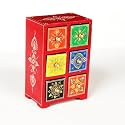 UNIVERSAL ART Wooden Chest with 6 Drawers | Multi-Storage Handpainted Ceramic Organizer/Cabinet for Home, Living Room, Hall, Office | Ideal for Spices, Jewelry, and Trinkets (6x3.5x9 Inch)