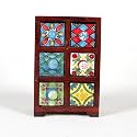 UNIVERSAL ART Wooden Chest with 6 Drawers | Multi-Storage Handpainted Ceramic Organizer/Cabinet for Home, Living Room, Hall, Office | Ideal for Spices, Jewelry, and Trinkets (?11.4x14x20.3CM)