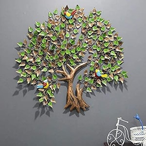 universal art handcrafted metal peepal tree wall hanging art with birds  large 37x37 inch decorative wall sculpture for home living room bedroom office amp cafe green