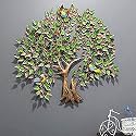 UNIVERSAL ART Handcrafted Metal Peepal Tree Wall Hanging Art with Birds – Large 37x37 Inch Decorative Wall Sculpture for Home, Living Room, Bedroom, Office &amp; Cafe (Green)
